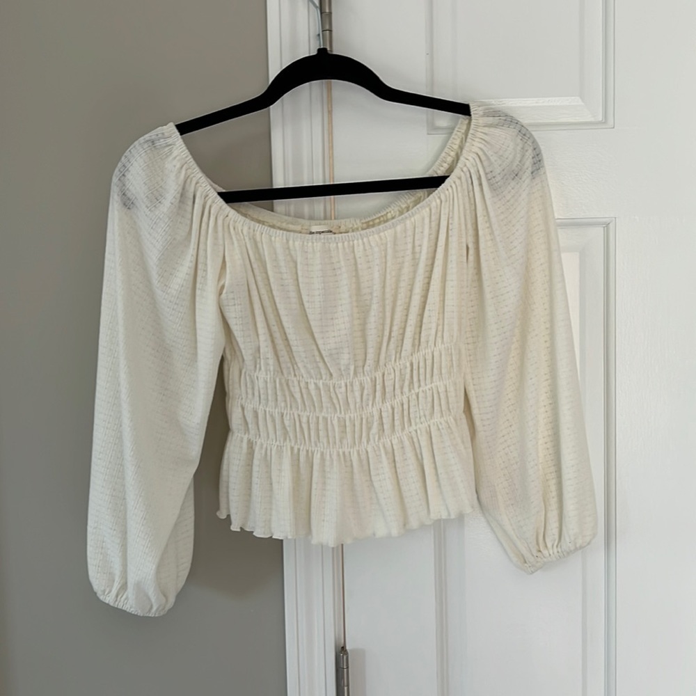 The Impeccable Pig Peasant Blouse Quarter Sleeve Cropped